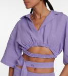 Льняной топ с вырезом Christopher Esber, Lilac - фото 4