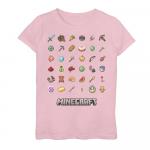 Футболка с рисунком сетки «Путеводитель по предметам» для девочек 7–16 лет в Minecraft, розовый - фото