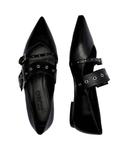 Балетки женские Hugo кожаные с декоративными ремешками, черный - фото 4