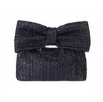 Женская соломенная сумка с бантом черная Little Trendy - фото