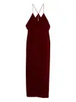 Бархатное макси-платье с V-образным вырезом TOM FORD, красный - фото