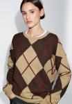 Джемпер Massimo Dutti WITH ARGYLE DETAILING , Camel - фото 3
