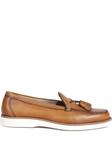 Кожаные лоферы Santoni с кисточками, коричневый - фото