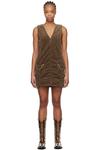 Коричневое вельветовое мини-платье GANNI - фото