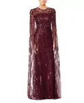 Платье-Макси с рубиновой накидкой Jenny Packham, красный - фото
