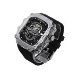 Akkerds Часы Apple Alloy Case Material Ultra2/1 Generation, Silver case, transparent middle frame, yellow fluoroelastomer single-hand buckle strap - фото 5