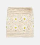 Мини-юбка крючком Daisy Alanui, White Yellow - фото