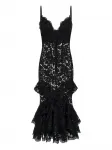 Кружевное платье с оборками Roberto Cavalli, черный - фото