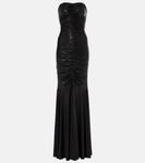 Платье из ламе с рюшами Norma Kamali, черный - фото