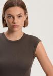 Футболка OYSHO SOFT TOUCH SHORT-SLEEVED RIB, Grey - фото 4