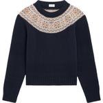 Свитер с длинными рукавами и круглым вырезом CELINE, синий - фото