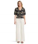 Топ CeCe Embrodiery Short Sleeve Open Tie Front Top, Night Shade - фото 5