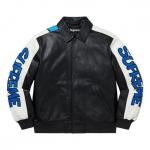 Куртка smurfs leather varsity jacket 'black blue white' Supreme, черный - фото