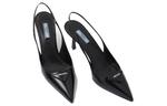 Кроссовки patched logo brushed leather slingback heels 'black' Prada, черный - фото 3