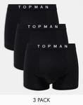 3 пары трусов-боксеров черного цвета с черными поясами Topman - фото