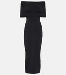 Платье миди в рубчик с открытыми плечами Wardrobe.Nyc, черный - фото