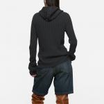 Ребристый худи-кардиган на молнии Acne Studios, серый - фото 4