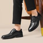 Мужские туфли HLA черные на низком каблуке с эффектом увеличения роста - фото 10