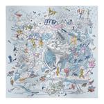 HERMES Шёлковый шарф Mulberry Unisex голубой, Blue - фото 6