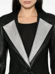 Блейзер из искусственной кожи с кристаллами MITILIANE COUTURE, черный - фото 5