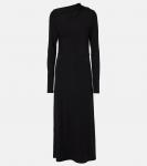 Платье макси из драпированного джерси Toteme, черный - фото