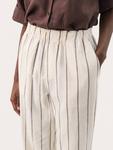 Rayi брюки из льна с полоской Part Two, Cream/Brown - фото 4