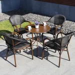 Комплект садовой мебели Green Water: 2 стула, стол круглый из черной углеродистой стали, 60 см, (№03) - фото 2