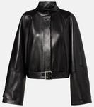 Укороченная кожаная куртка Loewe, черный - фото