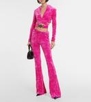 Расклешенные бархатные брюки Versace, Glossy Pink - фото 2