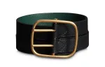 Ремень кожаный Burberry женский, черный / зеленый - фото 2