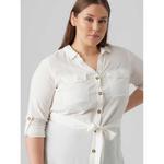 Платье Vero Moda Curve Bumpy Long Sleeve, белый - фото 4