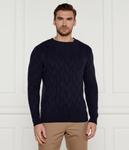 Свитер мужской Guess Jeans вязаный с узором, синий - фото
