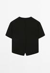 Блуза Massimo Dutti FLOWING SHORT SLEEVE WITH V-NECK, Black - фото 6