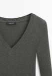 Топ Massimo Dutti V-NECK WITH LONG SLEEVES , Dark Grey - фото 8
