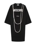 Вышитое платье из плотного хлопка. Moschino, черный - фото