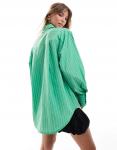 Рубашка оверсайз в зеленую полоску ASOS DESIGN - фото 4