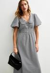Платье New Look GINGHAM CRINKLED TEXTURE COLLARED PUFF SLEEVE MIDI, Black Pattern/Black - фото 3