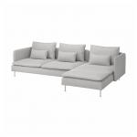 4-местный диван с шезлонгом SÖDERHAMN IKEA, цвет with chaise longue/tallmyra white/black - фото