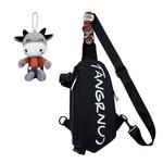 Techson Нейлоновая слинг-сумка обычная унисекс Black/White, White Bag+Cute Cow Charm - фото 6