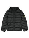 Stone Island Junior пуховик с капюшоном и логотипом Compass, черный - фото
