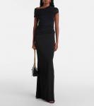 Мини-платье из драпированного джерси Rick Owens, черный - фото 2