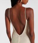 Платье макси из сетки, украшенное стразами Self-Portrait, кремовый - фото 6