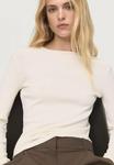 Топ Mango Long sleeved top, Off White/Off-White - фото 3
