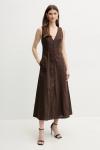 Льняное платье Cordelia Bardot, коричневый - фото