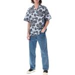 Хибискус принт боулинг рубашка MSGM, синий - фото 5