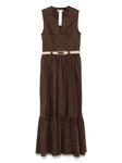 Платье макси с поясом TWINSET, коричневый - фото