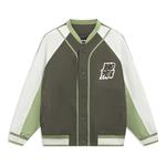 Куртка badfive graphic cotton baseball jacket 'olive white' Li-Ning, зеленый - фото