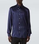 Шелковая рубашка Rubinacci, Blue Silk - фото 3