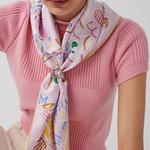 Шелковый платок женский светло-розовый HERMES - фото 2