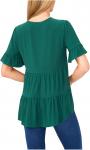 Топ CeCe Short Sleeve Ruffle Detail High Low Top, Alpine Green - фото 2